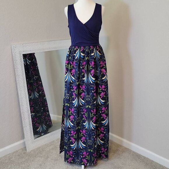 ModCloth Faux Wrap Sleeveless Maxi Dress  Floral Size S - Picture 1 of 9